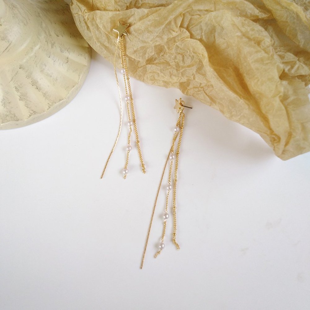 Shooting Star Pearls Start Drop Earrings - Picture 8 of 11